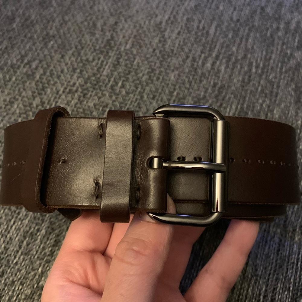 Authentic Brioni Italian Leather Center Stitch Belt